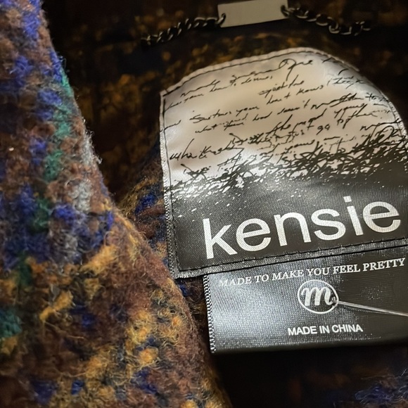 NWT  Kensie Women's Long Plaid Houndstooth Coat with Patch Pockets Woolblend - Picture 12 of 13